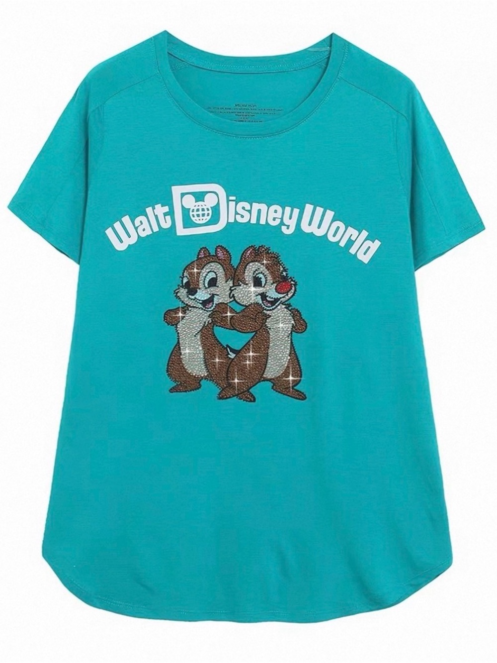 Disney Teal women’s Short Sleeve Tee w/ Chip 'n' Dale Walt Disney World Graphic